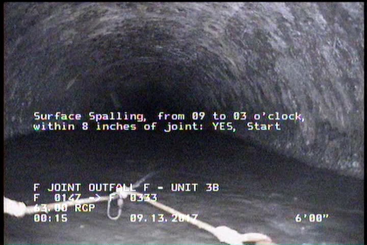 Surface Spalling, from 09 to 03 o'clock, within 8 inches of joint: YES, Start
