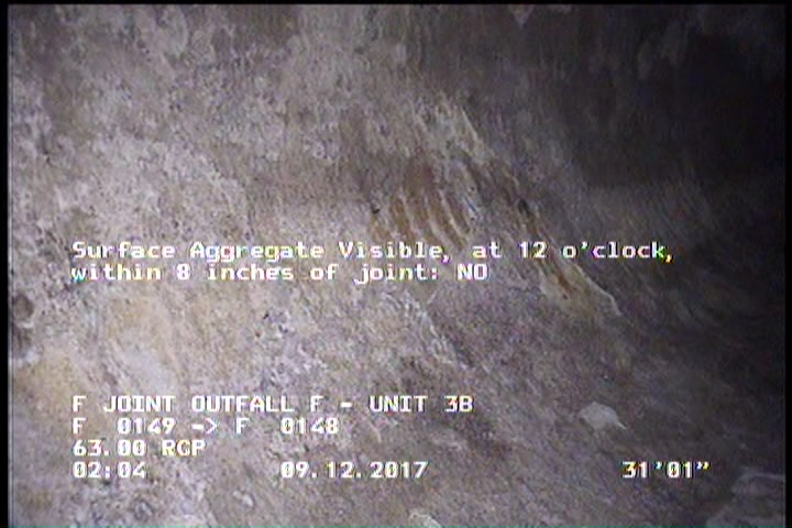 Surface Aggregate Visible, at 12 o'clock, within 8 inches of joint: NO