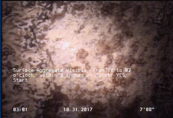Surface Aggregate Visible, from 10 to 02 o'clock, within 8 inches of joint: YES, Start