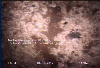 Surface Aggregate Visible, from 10 to 02 o'clock, within 8 inches of joint: YES, Start