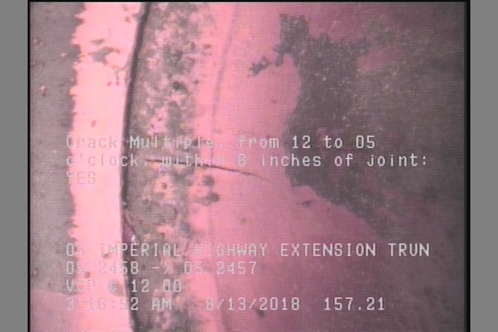 Crack Multiple, from 12 to 05 o'clock, within 8 inches of joint: YES