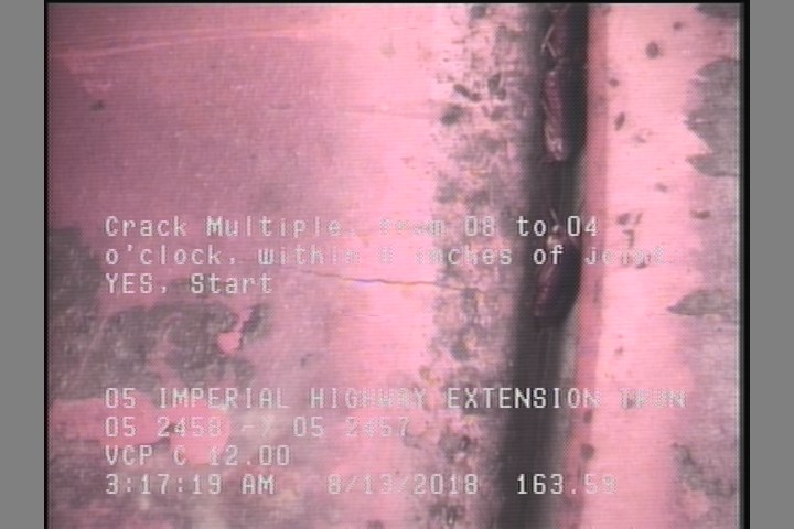 Crack Multiple, from 08 to 04 o'clock, within 8 inches of joint: YES, Start
