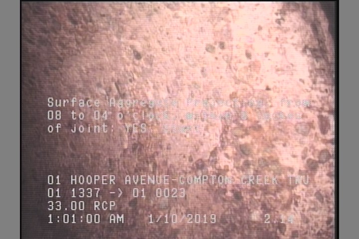 Surface Aggregate Projecting, from 08 to 04 o'clock, within 8 inches of joint: YES, Start