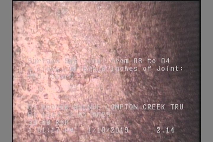 Surface Spalling, from 08 to 04 o'clock, within 8 inches of joint: YES, Start
