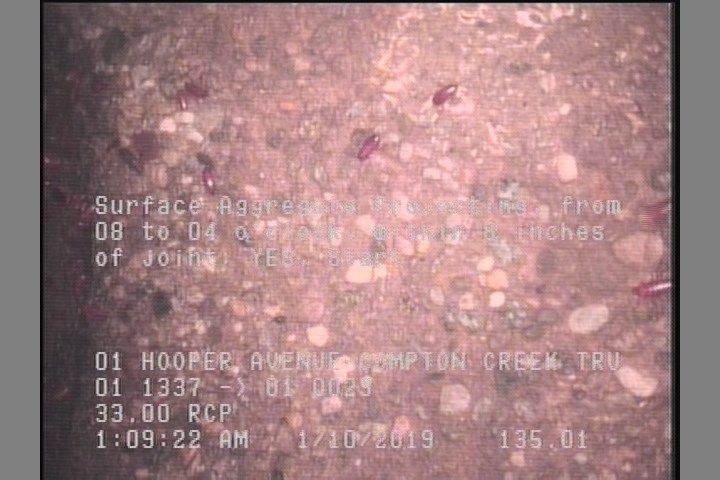 Surface Aggregate Projecting, from 08 to 04 o'clock, within 8 inches of joint: YES, Start