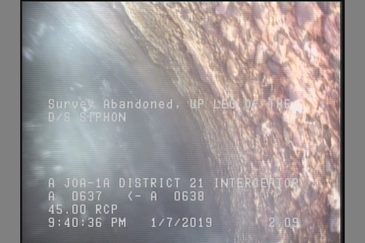 Survey Abandoned - UP LEG OF THE D/S SIPHON