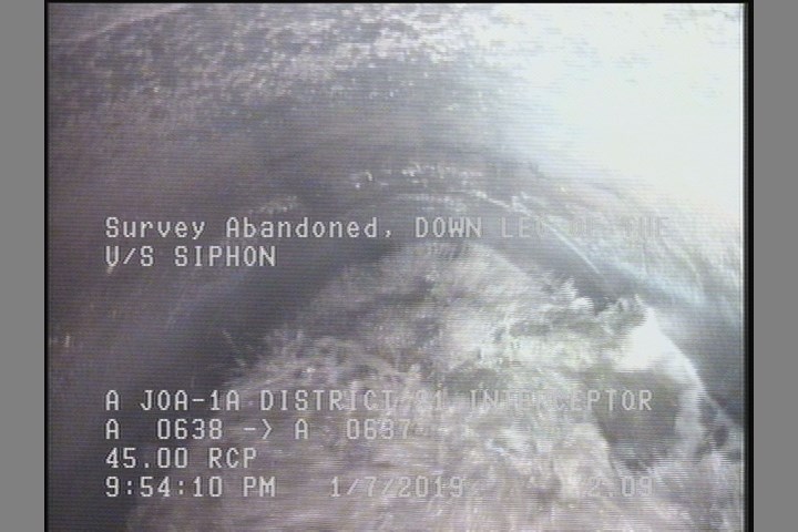 Survey Abandoned - DOWN LEG OF THE U/S SIPHON