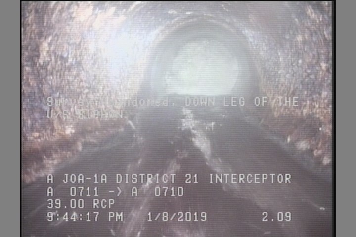 Survey Abandoned - DOWN LEG OF THE U/S SIPHON