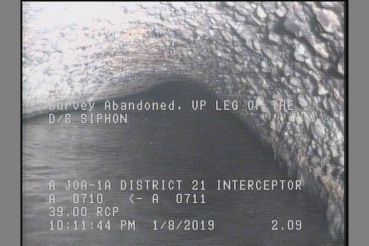 Survey Abandoned - UP LEG OF THE D/S SIPHON