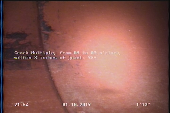 Crack Multiple, from 09 to 03 o'clock, within 8 inches of joint: YES