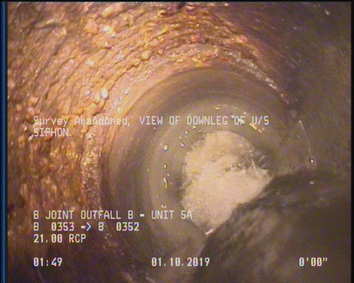 Survey Abandoned - VIEW OF DOWNLEG OF U/S SIPHON.