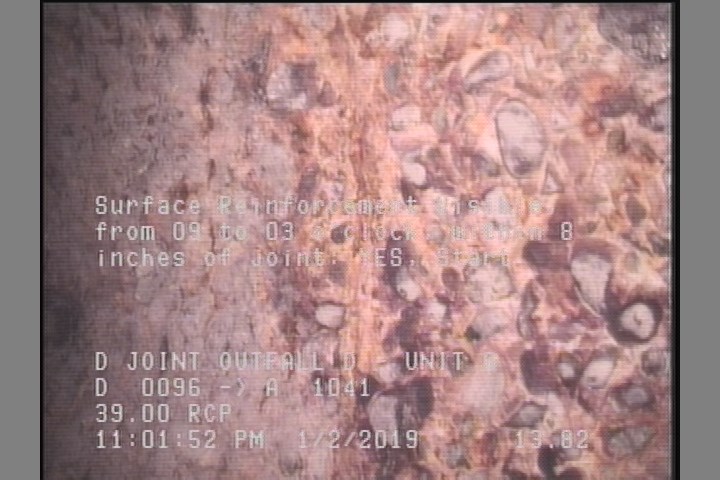 Surface Reinforcement Visible, from 09 to 03 o'clock, within 8 inches of joint: YES, Start