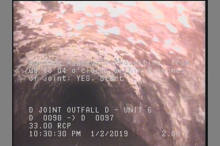 Surface Aggregate Projecting, from 08 to 04 o'clock, within 8 inches of joint: YES, Start