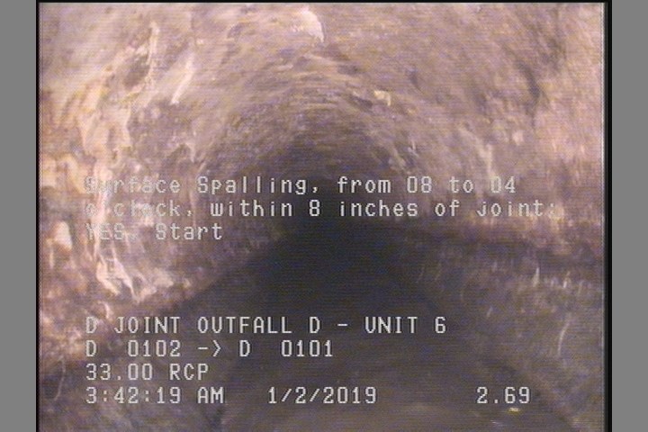 Surface Spalling, from 08 to 04 o'clock, within 8 inches of joint: YES, Start
