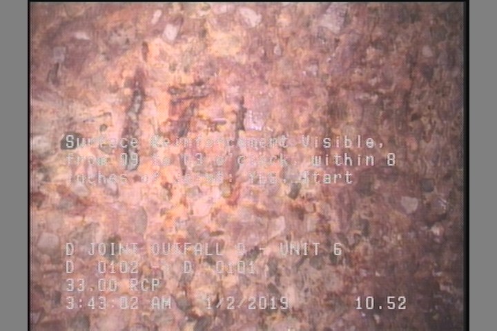 Surface Reinforcement Visible, from 09 to 03 o'clock, within 8 inches of joint: YES, Start