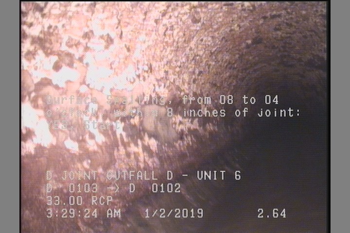 Surface Spalling, from 08 to 04 o'clock, within 8 inches of joint: YES, Start