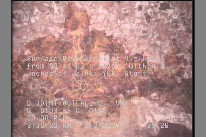 Surface Reinforcement Visible, from 09 to 03 o'clock, within 8 inches of joint: YES, Start