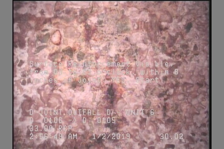 Surface Reinforcement Visible, from 09 to 03 o'clock, within 8 inches of joint: YES, Start
