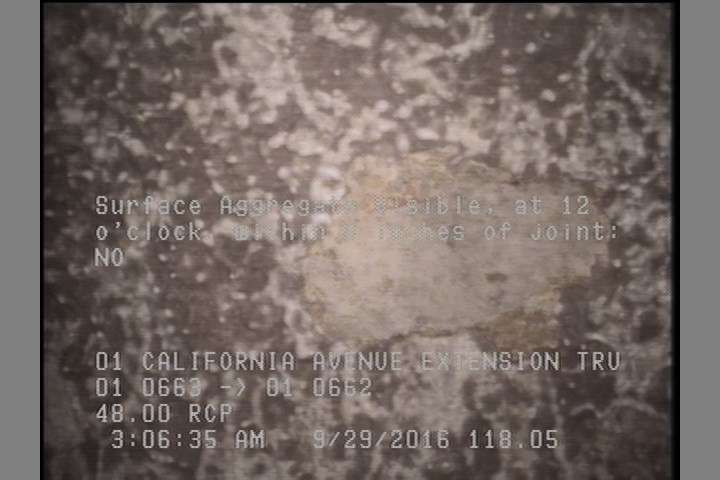 Surface Aggregate Visible, at 12 o'clock, within 8 inches of joint: NO