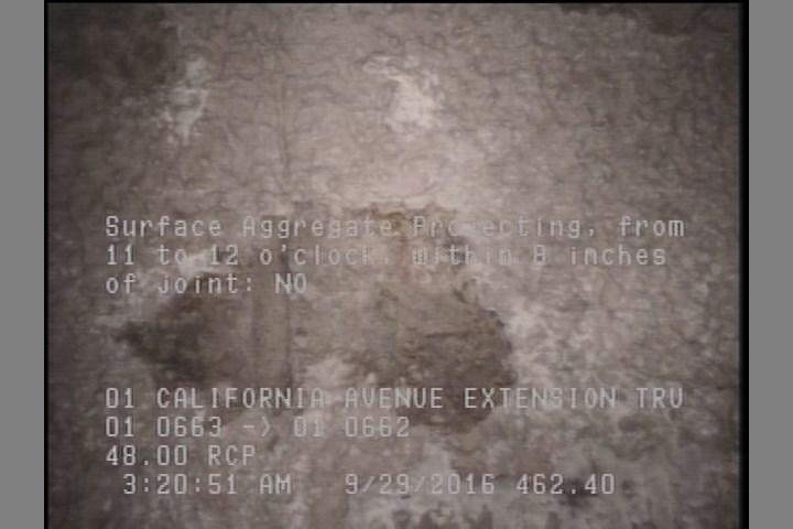 Surface Aggregate Projecting, from 11 to 12 o'clock, within 8 inches of joint: NO