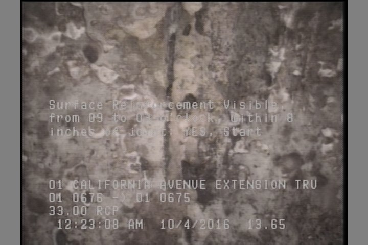 Surface Reinforcement Visible, from 09 to 03 o'clock, within 8 inches of joint: YES, Start