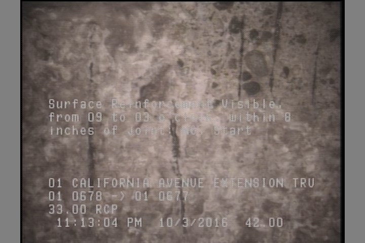 Surface Reinforcement Visible, from 09 to 03 o'clock, within 8 inches of joint: NO, Start