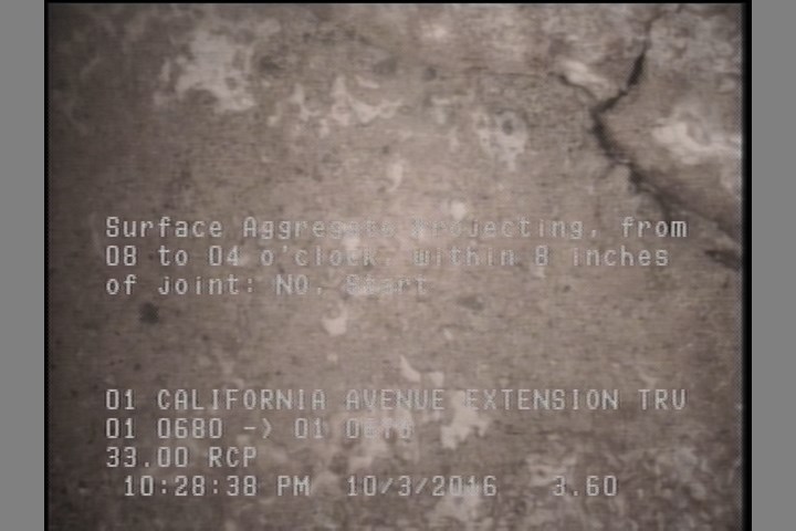 Surface Aggregate Projecting, from 08 to 04 o'clock, within 8 inches of joint: NO, Start