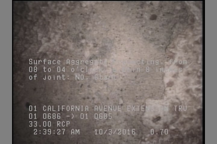 Surface Aggregate Projecting, from 08 to 04 o'clock, within 8 inches of joint: NO, Start