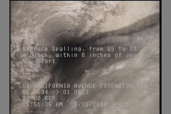 Surface Spalling, from 09 to 03 o'clock, within 8 inches of joint: NO, Start