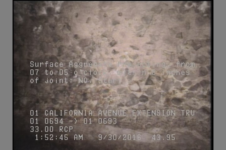 Surface Aggregate Projecting, from 07 to 05 o'clock, within 8 inches of joint: NO, Start