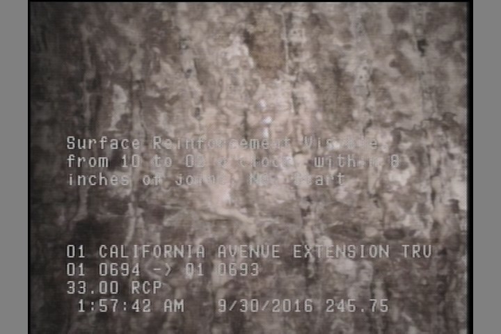 Surface Reinforcement Visible, from 10 to 02 o'clock, within 8 inches of joint: NO, Start