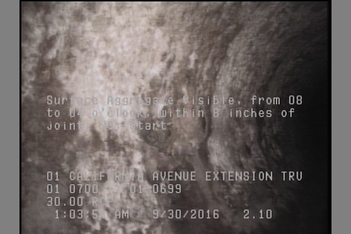 Surface Aggregate Visible, from 08 to 04 o'clock, within 8 inches of joint: NO, Start