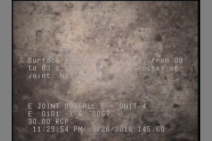 Surface Aggregate Visible, from 09 to 03 o'clock, within 8 inches of joint: NO, Start