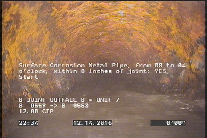 Surface Corrosion Metal Pipe, from 08 to 04 o'clock, within 8 inches of joint: YES, Start