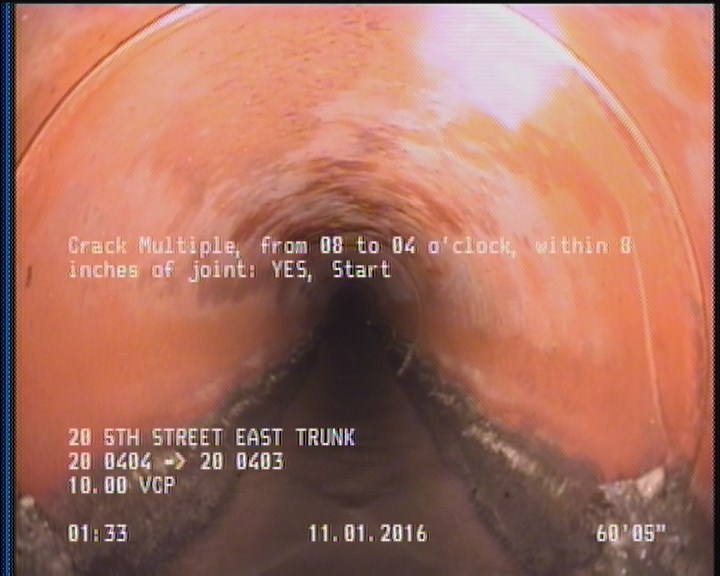 Crack Multiple, from 08 to 04 o'clock, within 8 inches of joint: YES, Start