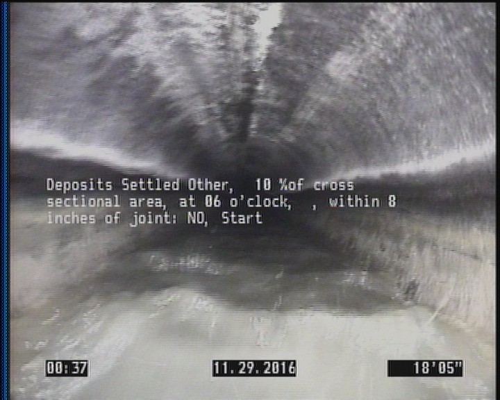 Deposits Settled Other, 10 %of cross sectional area, at 06 o'clock, , within 8 inches of joint: NO, Start