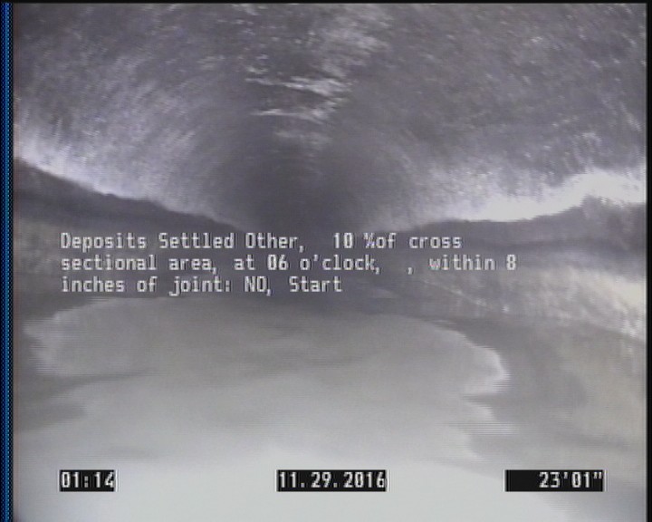 Deposits Settled Other, 10 %of cross sectional area, at 06 o'clock, , within 8 inches of joint: NO, Start