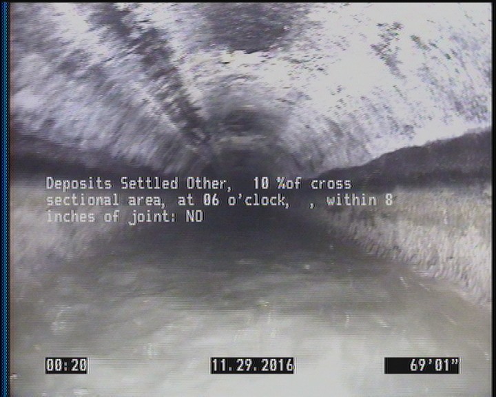 Deposits Settled Other, 10 %of cross sectional area, at 06 o'clock, , within 8 inches of joint: NO