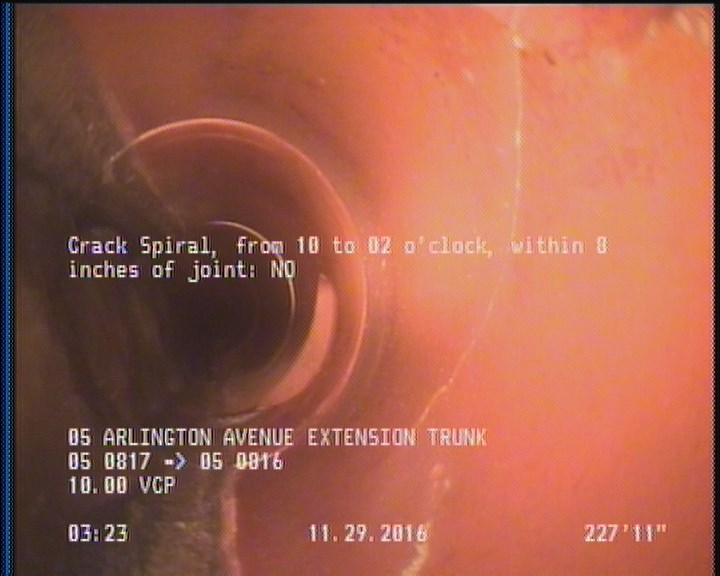 Crack Spiral, from 10 to 02 o'clock, within 8 inches of joint: NO