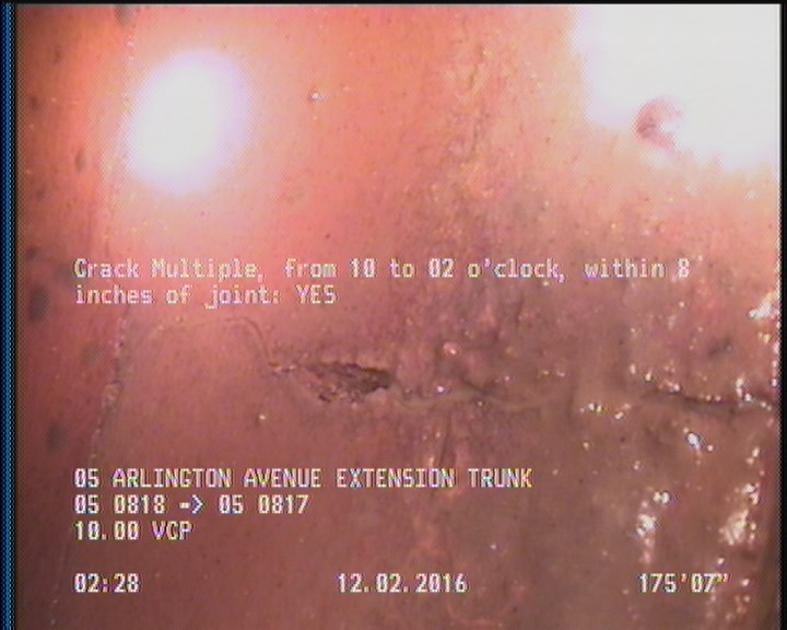 Crack Multiple, from 10 to 02 o'clock, within 8 inches of joint: YES