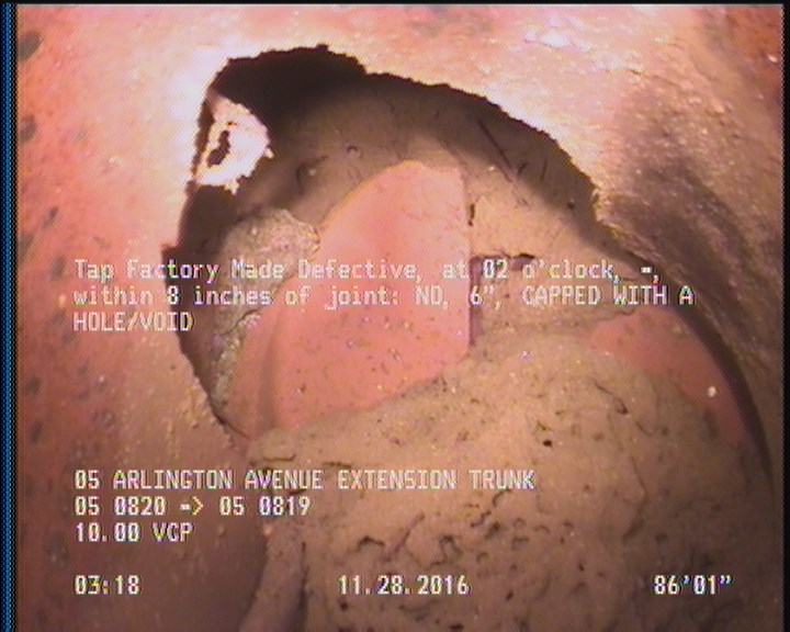 Tap Factory Made Defective, at 02 o'clock, -, within 8 inches of joint: NO, 6" - CAPPED WITH A HOLE/VOID