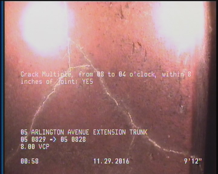 Crack Multiple, from 08 to 04 o'clock, within 8 inches of joint: YES