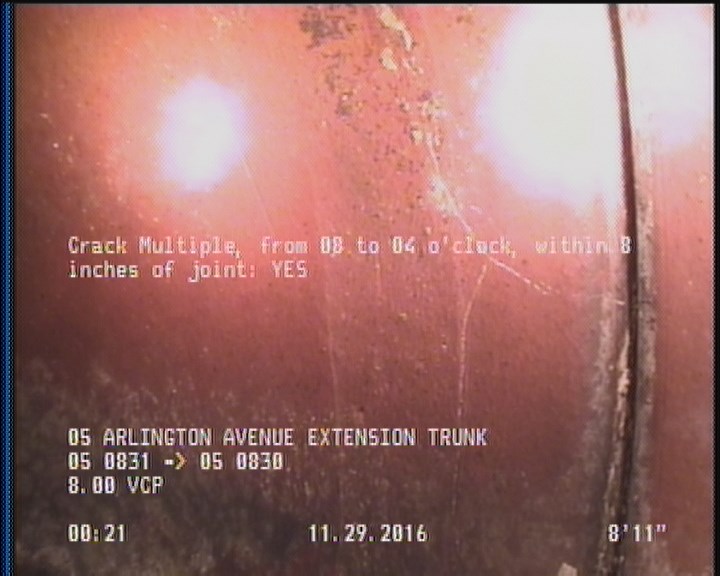 Crack Multiple, from 08 to 04 o'clock, within 8 inches of joint: YES