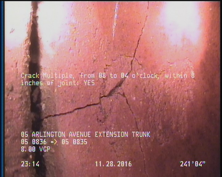 Crack Multiple, from 08 to 04 o'clock, within 8 inches of joint: YES