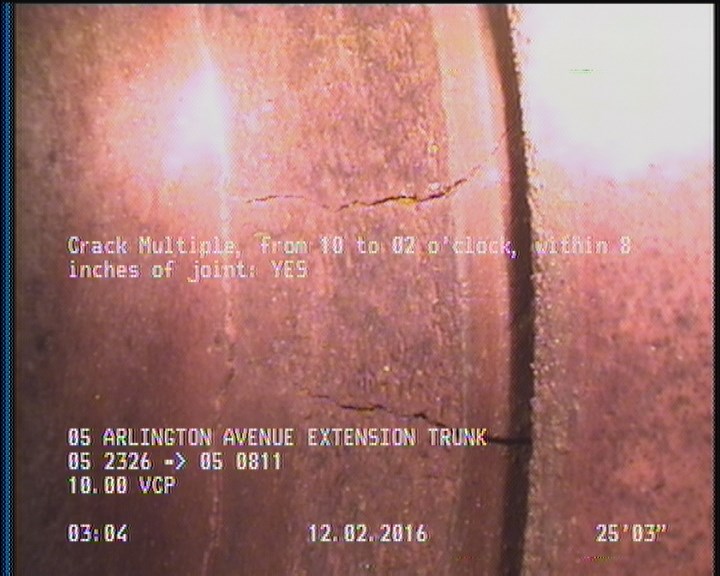Crack Multiple, from 10 to 02 o'clock, within 8 inches of joint: YES