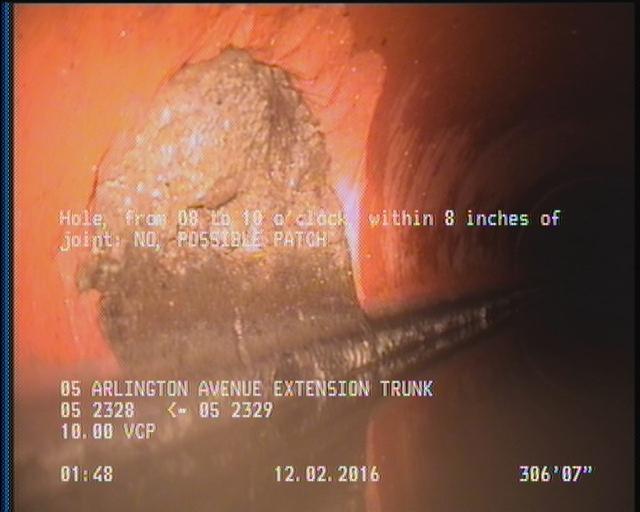 Hole, from 08 to 10 o'clock, within 8 inches of joint: NO - POSSIBLE PATCH