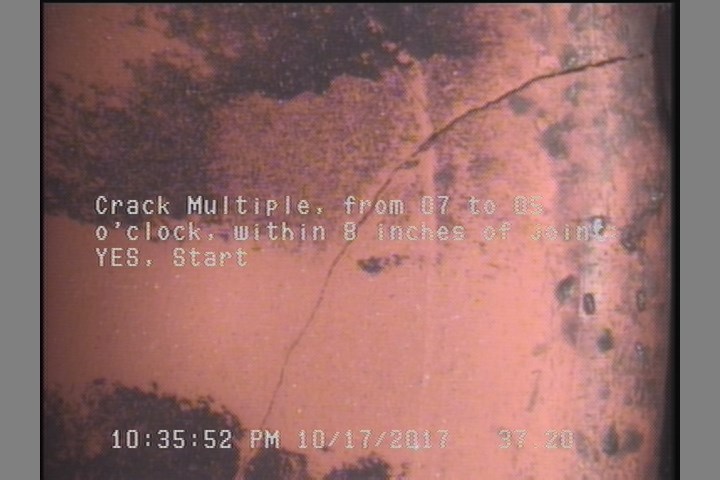 Crack Multiple, from 07 to 05 o'clock, within 8 inches of joint: YES, Start