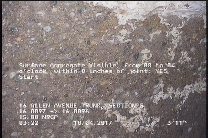 Surface Aggregate Visible, from 08 to 04 o'clock, within 8 inches of joint: YES, Start