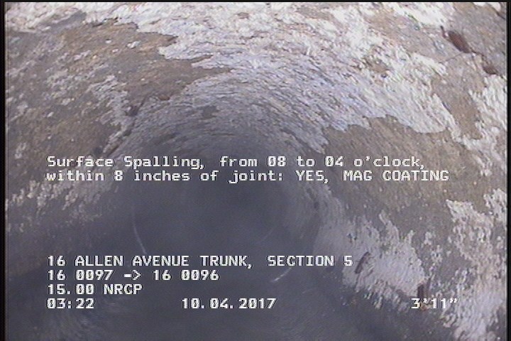 Surface Spalling, from 08 to 04 o'clock, within 8 inches of joint: YES - MAG COATING