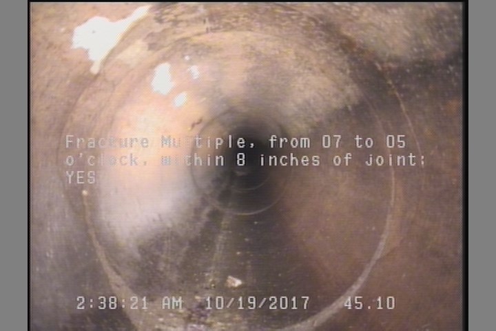 Fracture Multiple, from 07 to 05 o'clock, within 8 inches of joint: YES